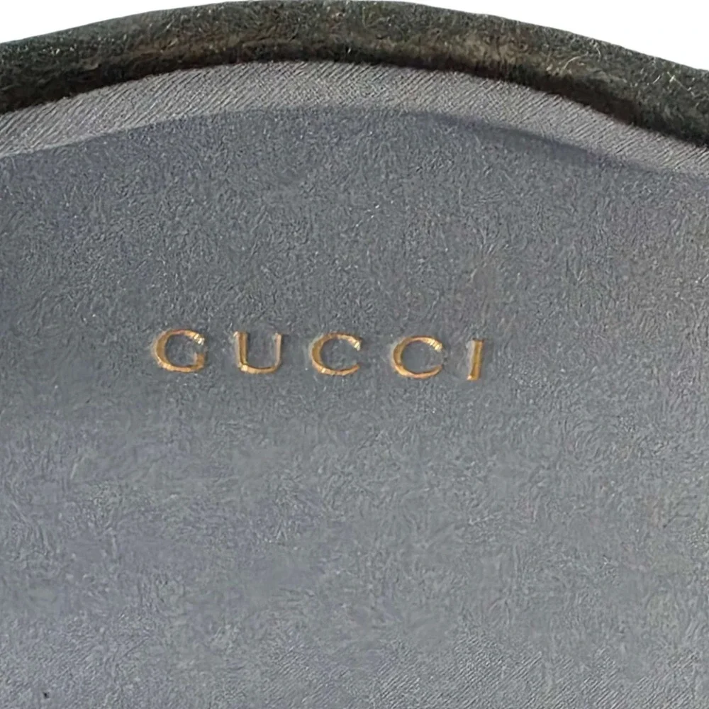 GUCCI Hard Shell Sunglasses Eyeglass Case with Soft‎ Pouch Black Designer Preppy